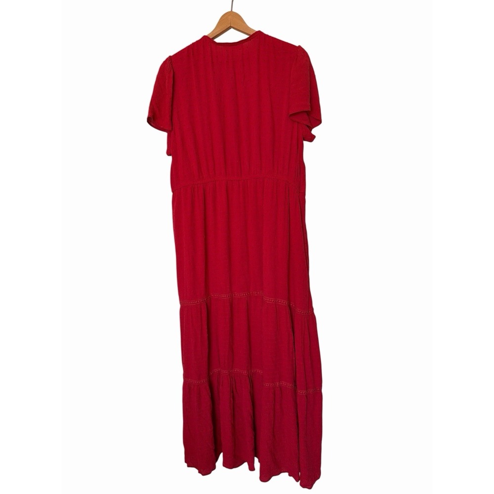 Nurture Tiered Maxi Dress Smocked Westbound Woman Size 1X Red V-Neck EUC - Picture 2 of 3